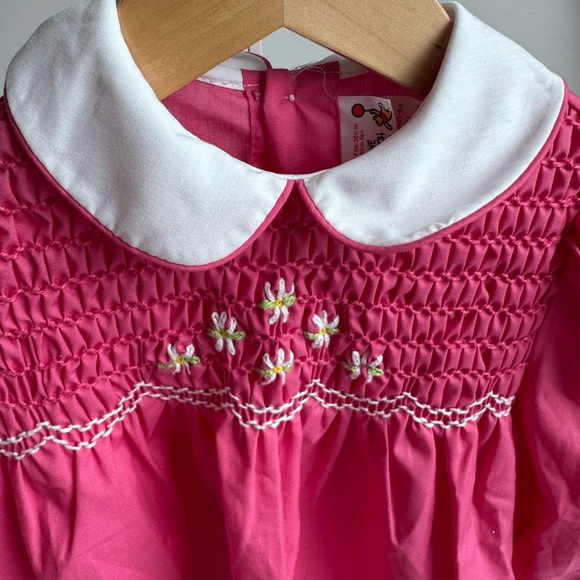Winnie the Pooh Vintage Girl Smocked Dress 3T Pink Peter‎ Pan Collar Floral - Picture 5 of 7